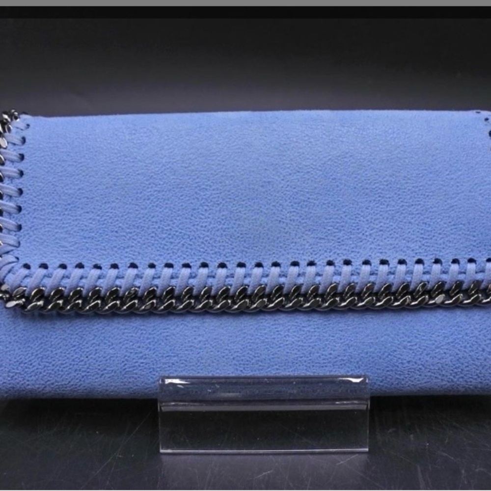 Stella McCartney Falabella Stylish Blue Chain-Trimmed Women's Wallet